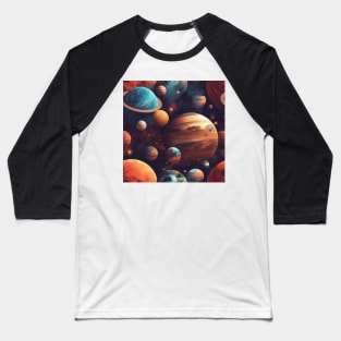 Planets Pattern Baseball T-Shirt